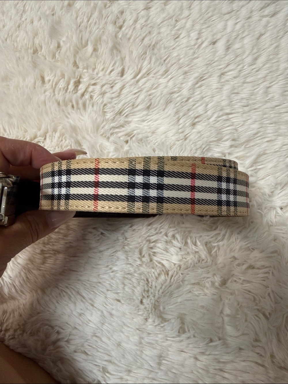 Burberry Classic Plaid Belt with Silver Buckle - Picture 3 of 8